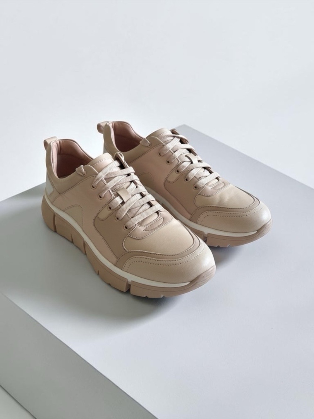 Seychelles Women’s Chunky Lace-Up Sneakers in Pink and Beige 11